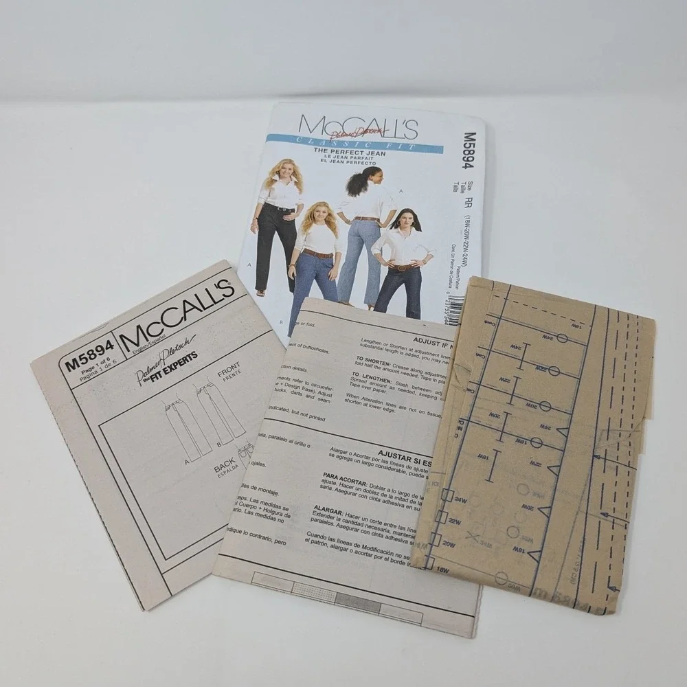 McCalls M5894 Palmer Pletsch The Perfect Jean‎ Sewing Pattern Size 18W-24W RR